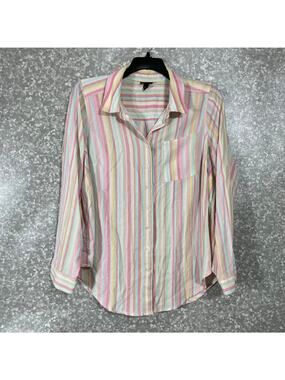 Torrid Lizzie Striped Crinkle Gauze Button Up Shirt - 1 (1X) - Women's Plus Size